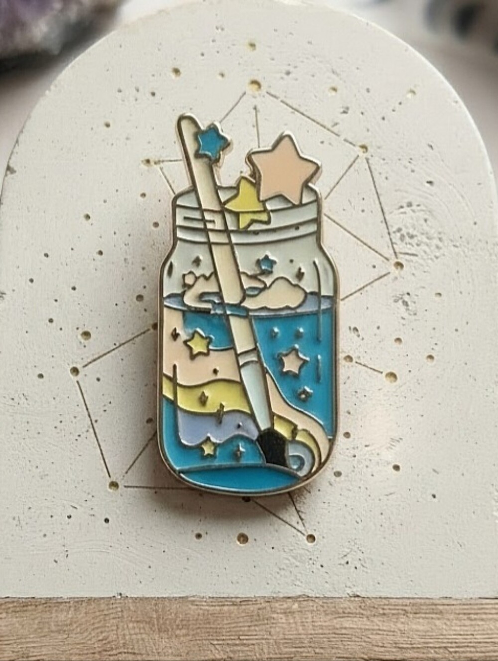 Magical Watercolor Paint Jar Enamel Pin | Whimsical Celestial Artist Lapel Flare